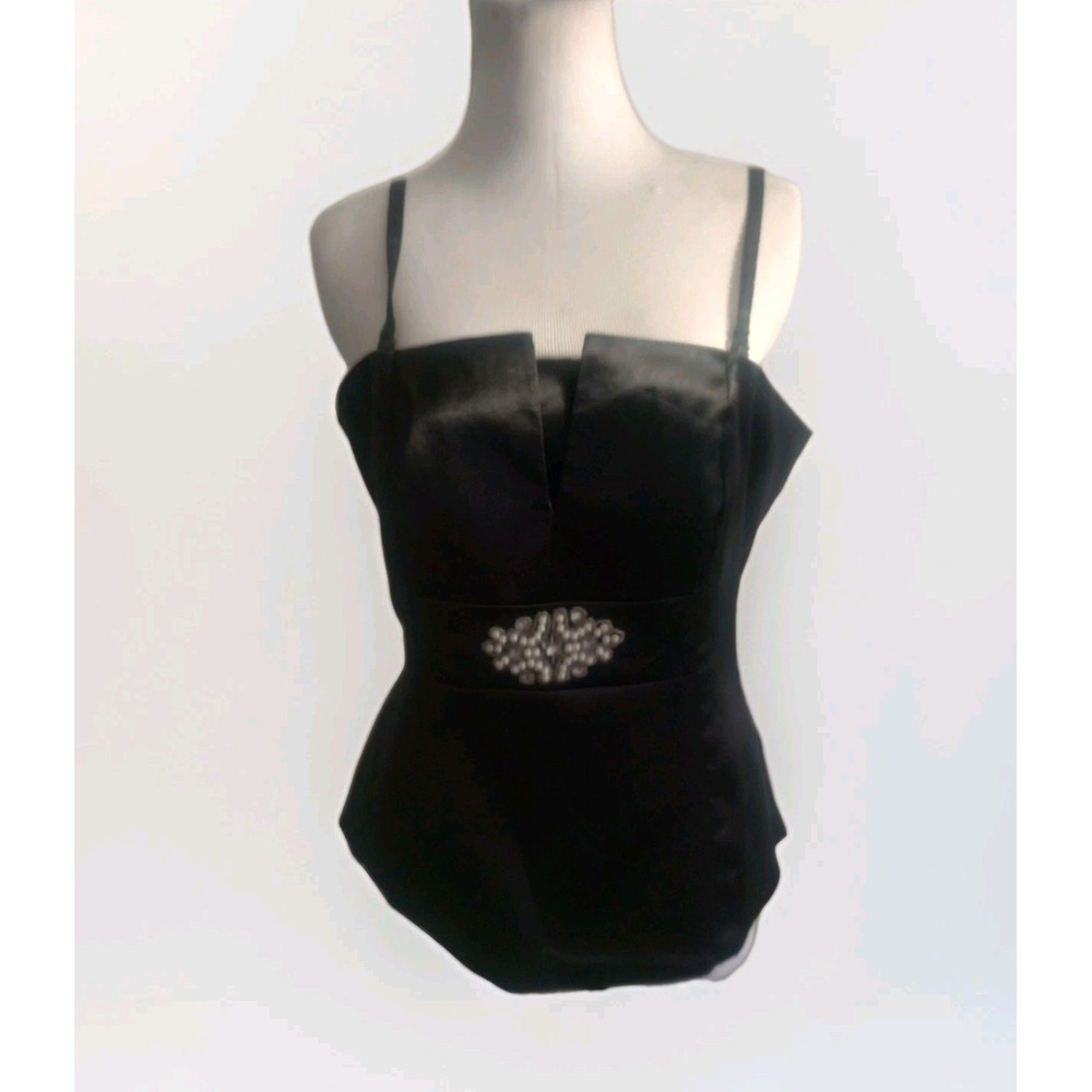 Venus Y2K Corset Top Black Size 10 Side Zip Tie Back Whimsigoth Glam Grunge